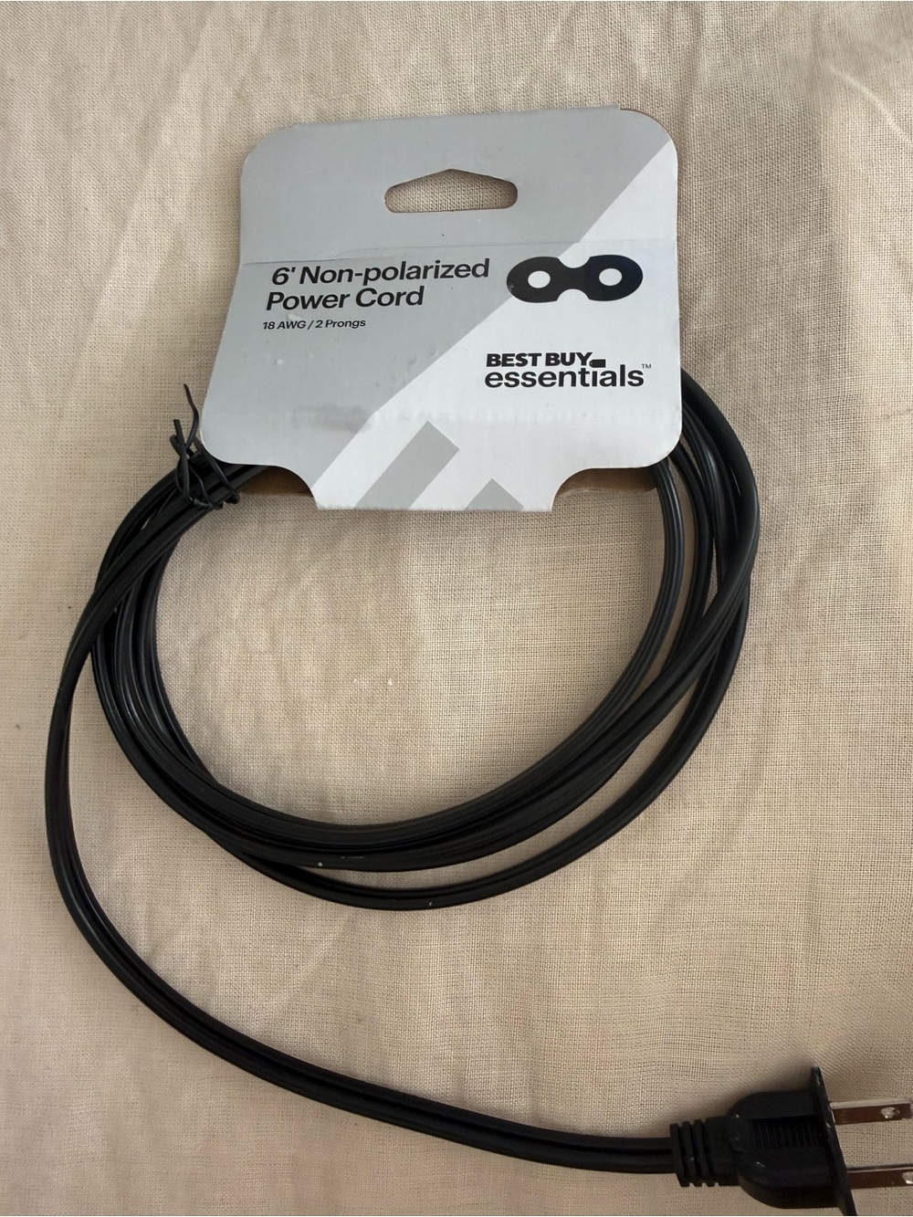 Best Buy Essentials 6' Non-Polarized Power Cord - Black